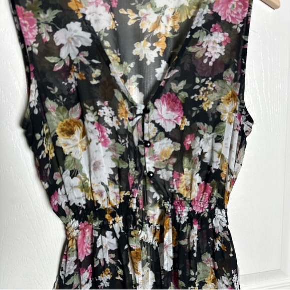 POETRY Medium Sheer Maxi Duster Chic Floral Tank  Summer Beach Bohemian Romantic - Picture 5 of 15